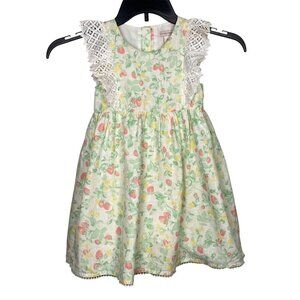 Catherine Malandrino Strawberry Print Dress Girls Size 6 Sleeveless Lined Cotton